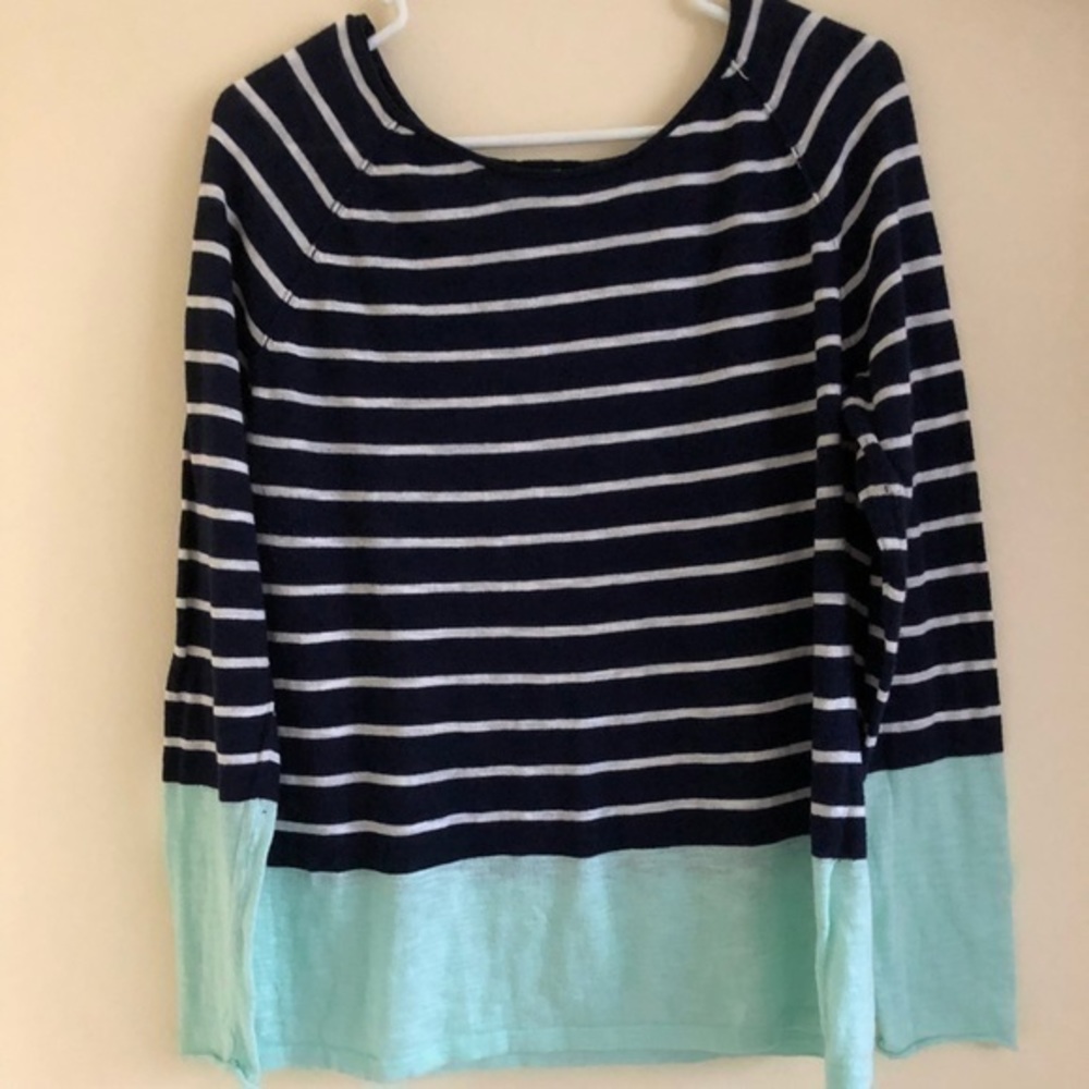 Old Navy Blue and White Crew Neck Sweater